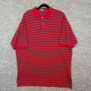Polo Ralph Lauren Shirt Mens 2XL XXL Red Striped Pony Short Sleeve Classic